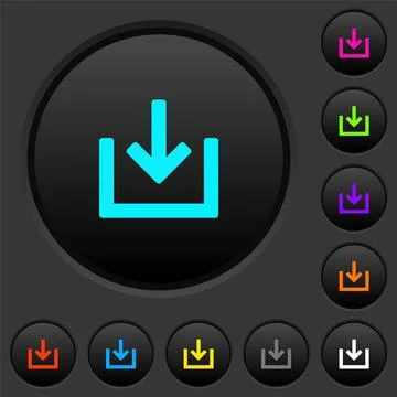 Import item dark push buttons with color icons Stock Illustration