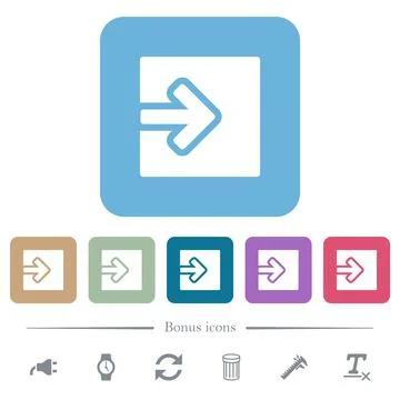 Import object solid flat icons on color rounded square backgrounds Stock Illustration