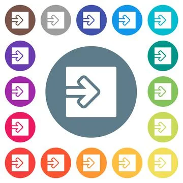 Import object solid flat white icons on round color backgrounds Illustrazione stock