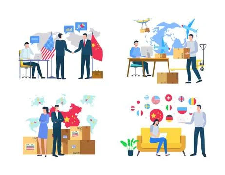 Import or Export, Delivery of Goods, World Vector Stock Illustration