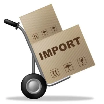 Import package indicating shipping box and commodity Stock Illustration