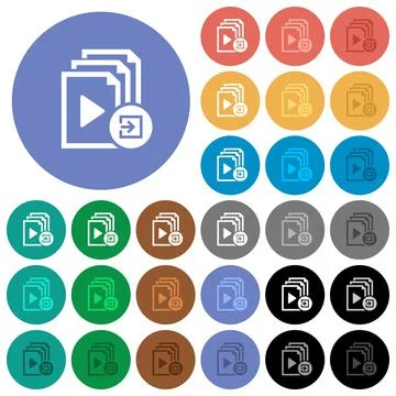 Import playlist round flat multi colored icons Illustrazione stock