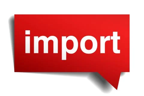 Import red 3d realistic paper speech bubble isolated on white Illustrazione stock