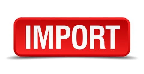 Import red 3d square button on white background Stock Illustration