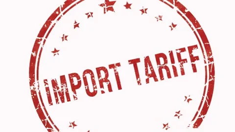 Import tariff red grunge stamp animation on white and green screen background Stock Footage 325417725