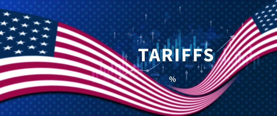 Import tariffs increase concept, US Government import tax to boost American.. Stock Illustration