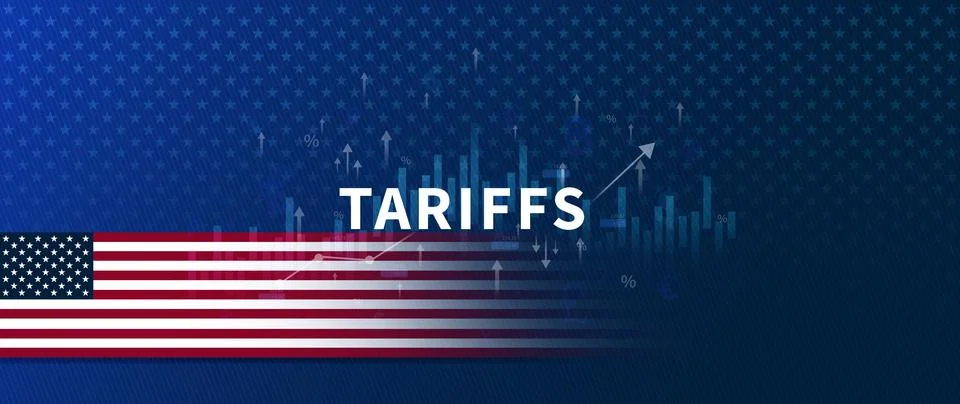 Import tariffs increase concept, US Government import tax to boost American.. Stock Illustration