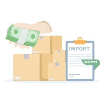 Import Tax concept. import declaration tax form. Stock Illustration