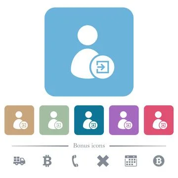 Import user data flat icons on color rounded square backgrounds Stock Illustration