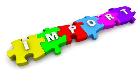 Import. Word on puzzles Stock Illustration