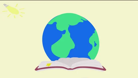 The importance of all knowledge that comes from a book. Globe and colorful .. Stock Footage 300770917