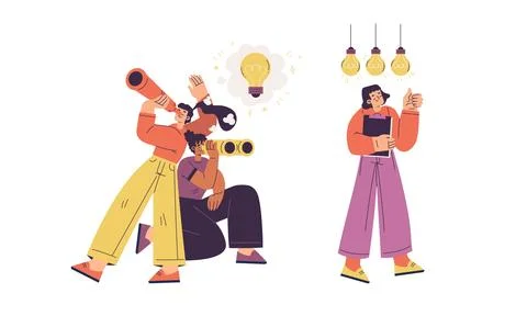 The importance of Creative Team Collaboration and the process of Idea Generation Stock Illustration
