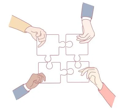 The importance of Team Collaboration and Unity when tackling Problem Solving Illustrazione stock