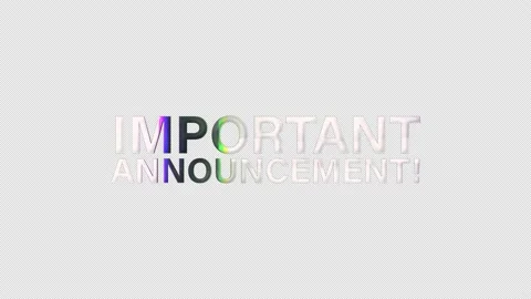 IMPORTANT ANNOUNCEMENT glitch text effect silver light loop Stock Footage 158922308