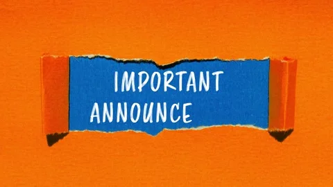 Important announcement message writing on ripped torn paper background Stock Footage 331073660