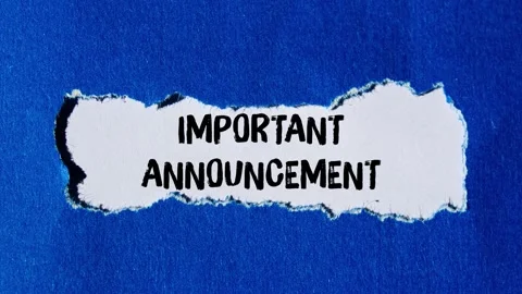 Important announcement message writing on ripped torn paper background Stock Footage 331073677