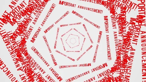 Important announcement text kinetic typography. Breaking news, attention banner Stock Footage 129640109