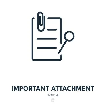 Important Attachment Icon. Document, File, Doc. Editable Stroke Stock Illustration