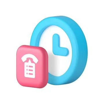 Important call time reminder deadline countdown notification 3d icon realisti Stock Illustration