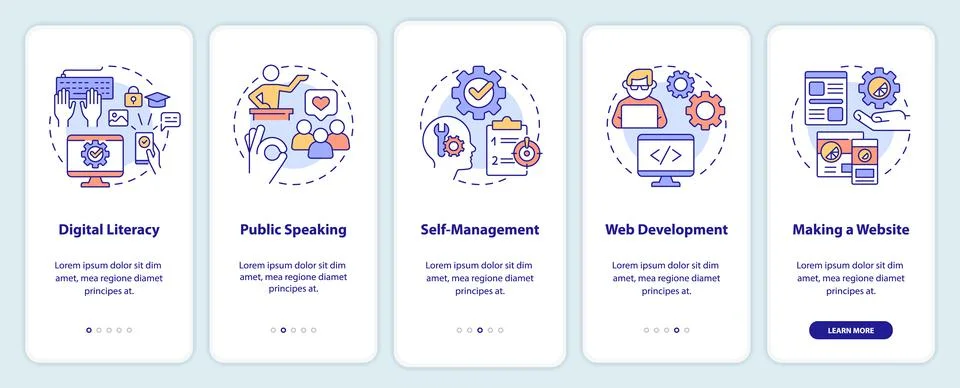 Important competencies onboarding mobile app screen 스톡 일러스트