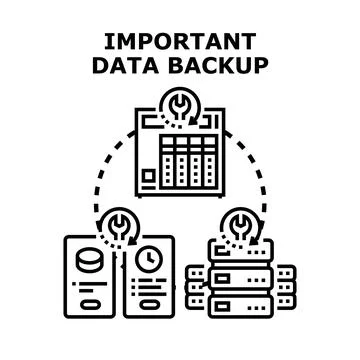 Important data backup and digital information protecting process Stock Illustration