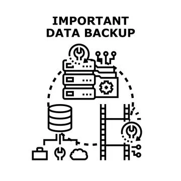 Important data backup and recovery vector concept 库存插图