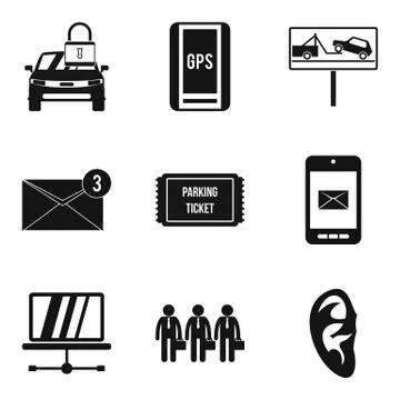 Important data icons set, simple style Stock Illustration