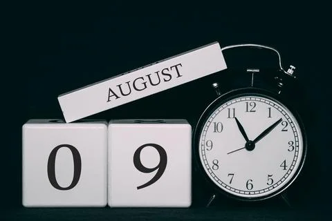 Important date and event on a black and white calendar. Cube date and month,  Фото