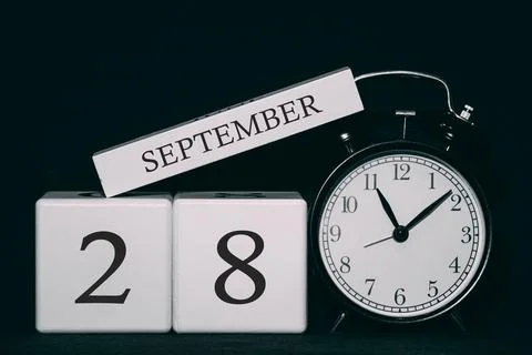 Important date and event on a black and white calendar. Cube date and month,  스톡 사진