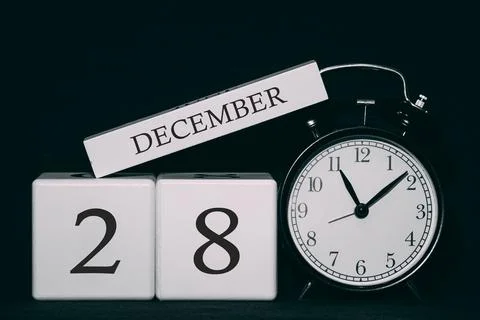 Important date and event on a black and white calendar. Cube date and month,  Stock Photos