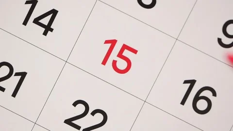 Important date marked on a calendar in a bright red color Stock Footage 317796259