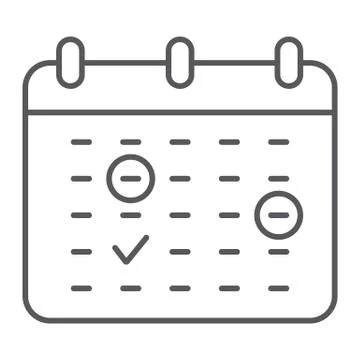Important date thin line icon, month and day, calendar sign, vector graphics, a Illustrazione stock
