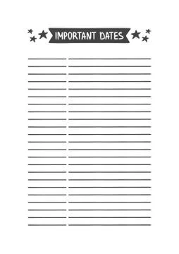 Important Dates. Vector Template for Agenda, Planner and Other Stationery Stock Illustration