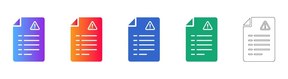 Important Document Alert Icon Set Stock Illustration