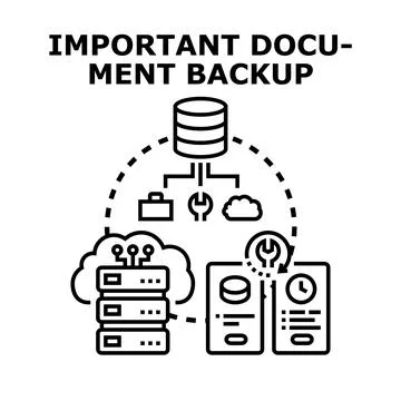 Important document backup and data protection concept Stock Illustration