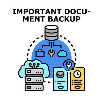 Important document backup and data protection concept Stock Illustration