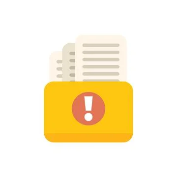 Important documents folder with exclamation mark warning sign icon Stock Illustration