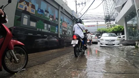 Important flooding hit Bangkok Stock Footage 201584643