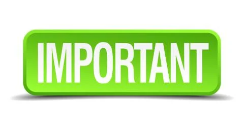 Important green 3d realistic square isolated button Illustrazione stock