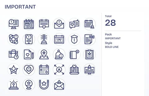Important including 28 64x64 Bold Line Vector Illustrations Stockillustratie