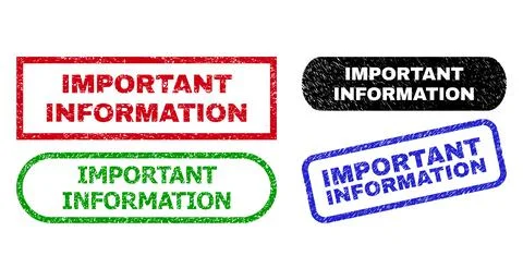 IMPORTANT INFORMATION Rectangle Seals with Grunged Style Stock Illustration