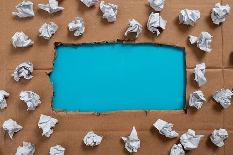 Important Informations Written Under Ripped Cardboard With Paper Wraps Around Stock Photos