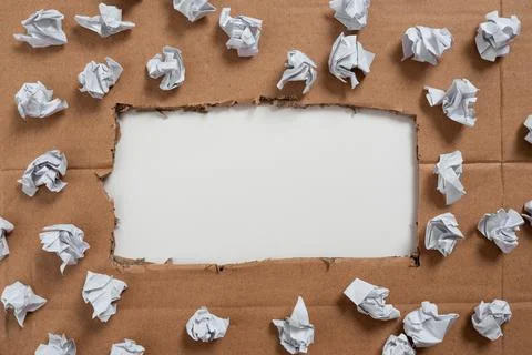 Important Informations Written Under Ripped Cardboard With Paper Wraps Around Stock Photos