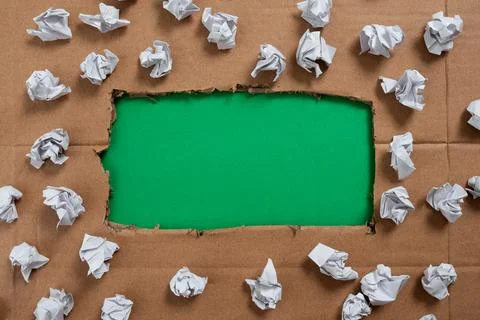 Important Informations Written Under Ripped Cardboard With Paper Wraps Around Foto stock
