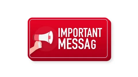Important Message megaphone red banner in 3D style on white background. Hand Stock-Footage 156586086