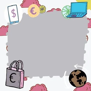 Important Message Presented In Frame With Lap Top, Mobile Phone, Earth And Stock Illustration