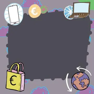 Important Message Presented In Frame With Lap Top, Mobile Phone, Earth And Stock Illustration