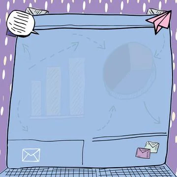 Important Message Presented On Screen With Charts, Graphs And E Mail S. Crutial Stock Illustration