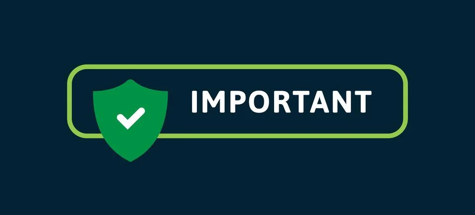 Important message sign. Vector modern color illustration. Green frame with .. Illustrazione stock