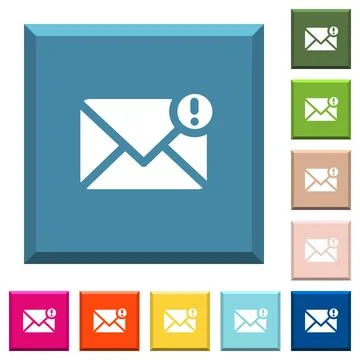 Important message white icons on edged square buttons Illustrazione stock